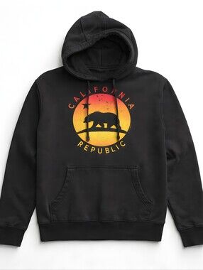 Mens S Small Cotton blend pullover hoodie Vintage California Republic graphic